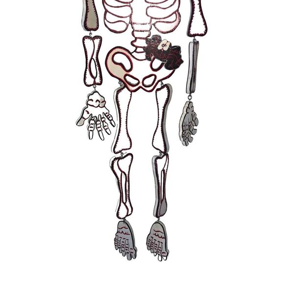 HALLOWEEN HANGING WOODEN PAINTED SKELETON WITH SPIDERS - Picture 12 of 16